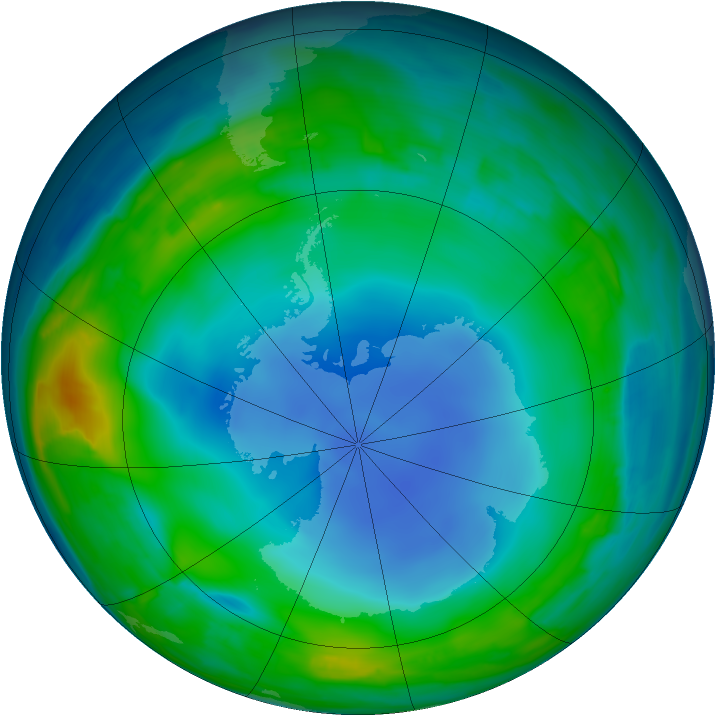 Antarctic ozone map for 12 July 2013